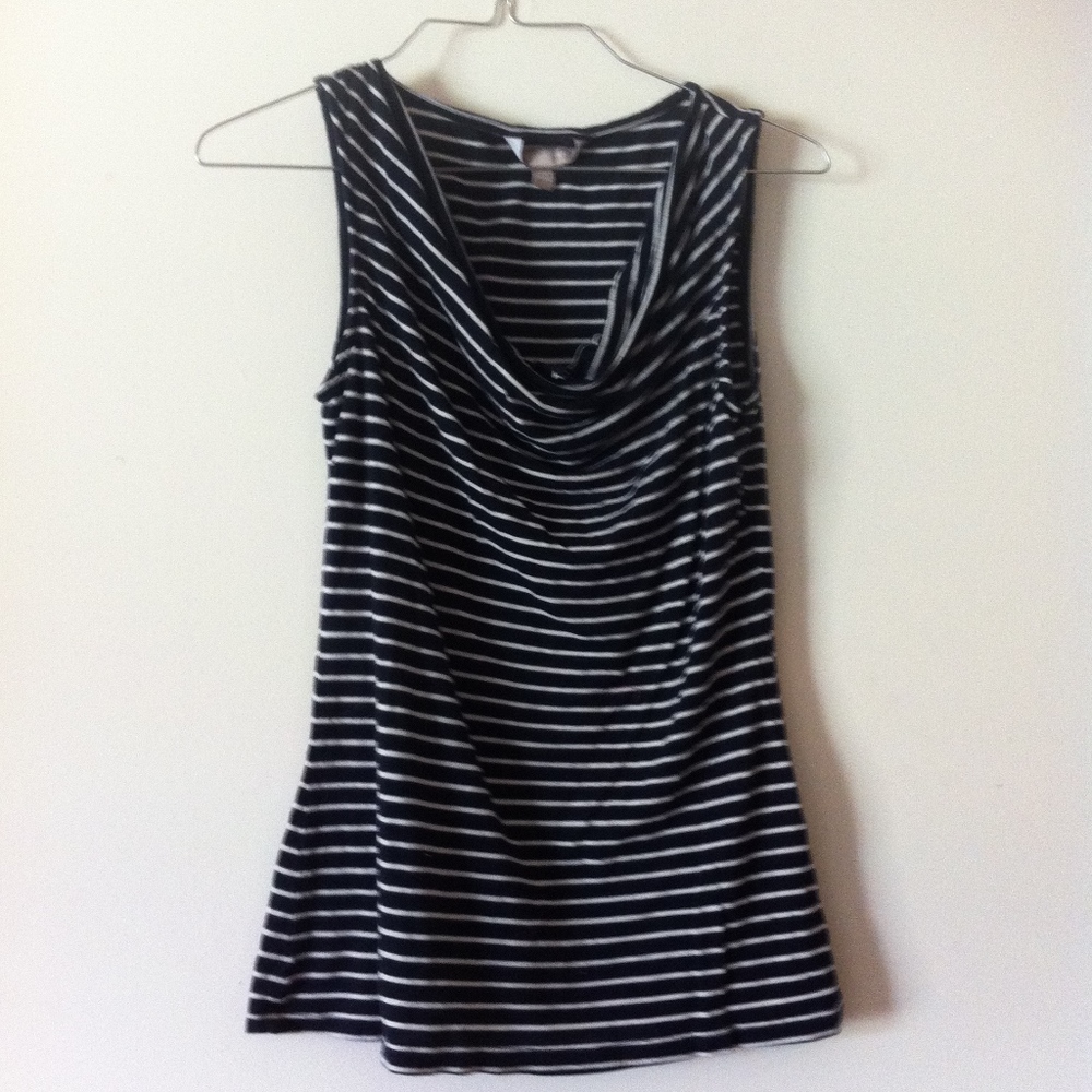 Banana Republic Blue & White Cowl Neck Tank Top